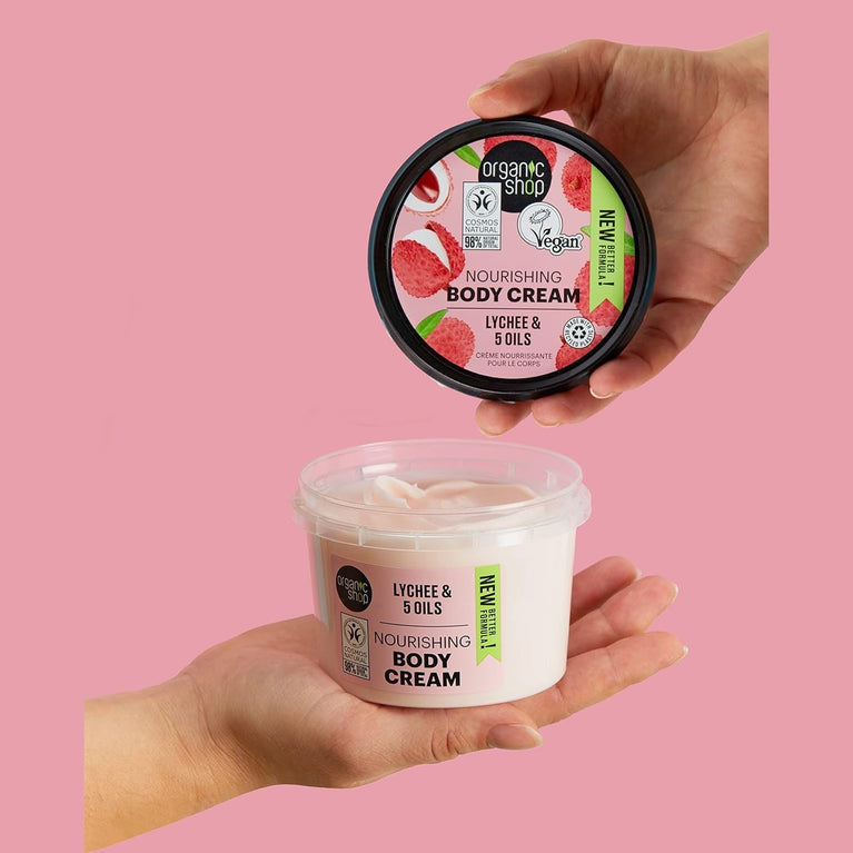 Organic Shop Pink Lychee and 5 Oils Nourishing Body Cream, 250 ml