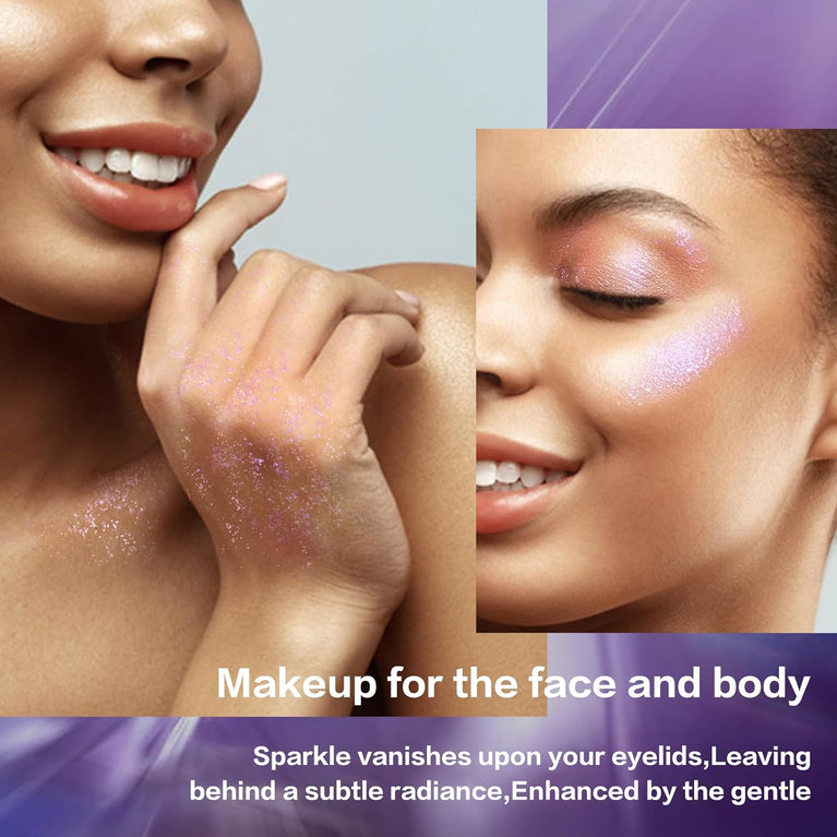 LANGMANNI Dual Pack Holographic Body Glitter Gel- Changes Color Under Light, Suitable for Body, Face, Hair, and Lips, Vegan and Cruelty-Free (1.35 oz/pcs, Golden Ocean & Sparkling Pink)