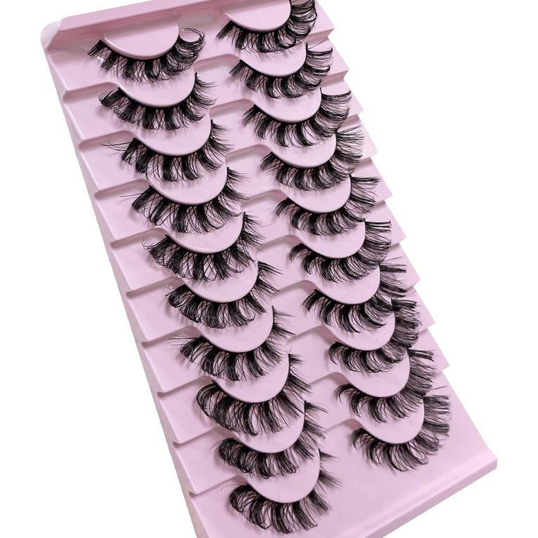 CNMTCCO 10-Pair Russian Faux Mink Strip Eyelashes – Natural Look, Fluffy D-Curl, Lightweight & Reusable