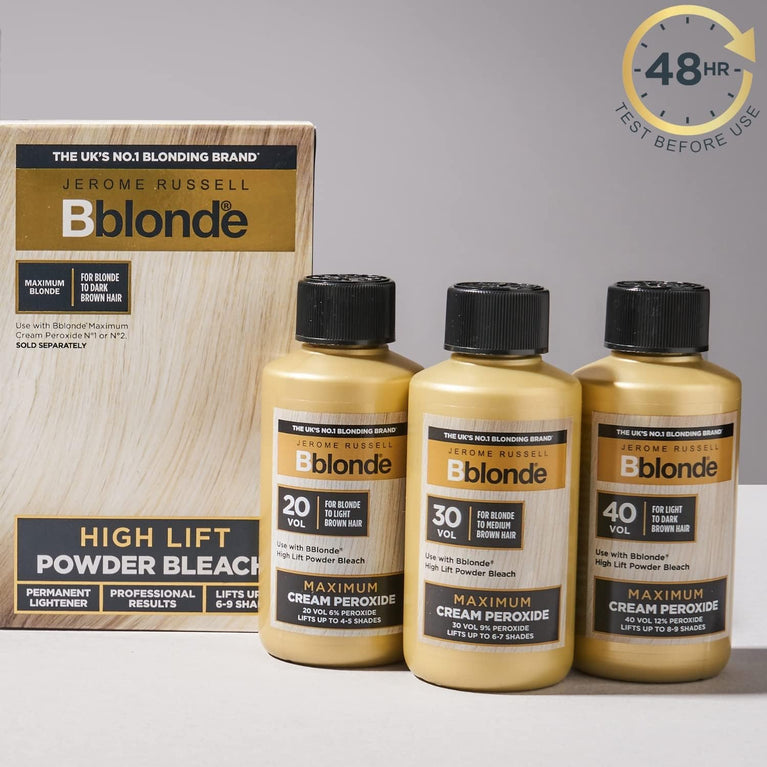 Jerome Russell Bblonde Cream Peroxide - High Lift, Medium to Dark Brown Hair, 40 Volume, 12% Strength, 75ml