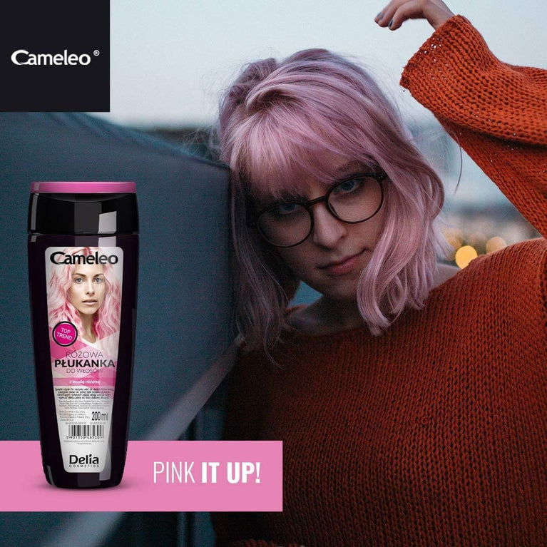 Cameleo - Pink Hair Toner with Rose Water, NO Yellow Shades, Tones, Semi Permanent Hair Dye - Blonde, Grey Hair - Colour & Care - Paraben Free | 200ml