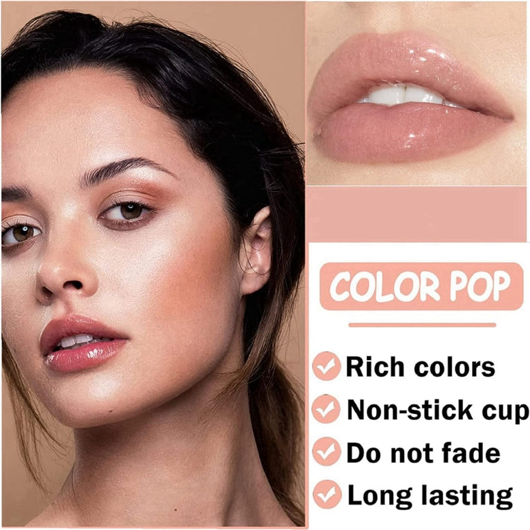 Long-Lasting Lip Stain & Plumping Gloss with Hydrating Formula, Tinted Balm for Smooth, Full, Lustrous Lips - Nude & Pink Tones (#803)