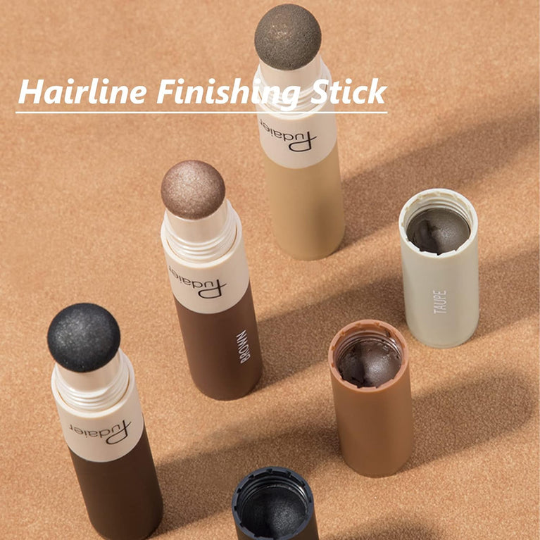Hairline Powder Hair Root Touch Up, Instantly Conceals Hair Loss And Fills In Receding Hairlines Forehead Side Hair Filler Sweatproof Hairline Finishing Stick For Women Men (Medium Brown & Brown)