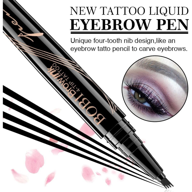 Long-lasting Waterproof and Smudgeproof Fork-Tipped Eyebrow Pencil for Naturally Defined and Full Eyebrows - Dark Brown