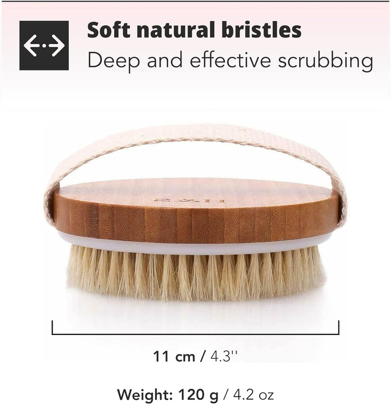 2-Piece Natural Bamboo Body Brush Set for Exfoliating and Shower Scrubbing
