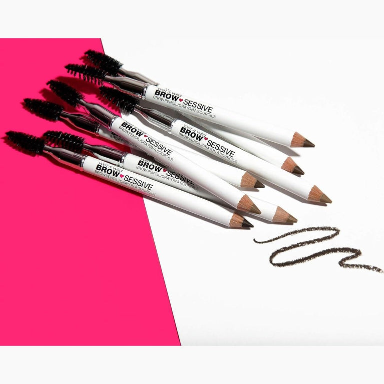 Wet 'n' Wild Brow-Sessive Medium Brown Eyebrow Pencil, Dual-Functional with Spoolie Brush, for Natural, Buildable Eyebrow Definition