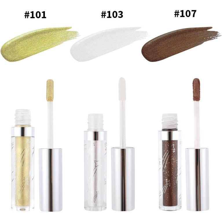 Weixinbuy Glamorous Glitter Liquid Eyeshadow - 12 Metallic Shades, Long-Lasting, Waterproof & Highly Pigmented (101#Cream)