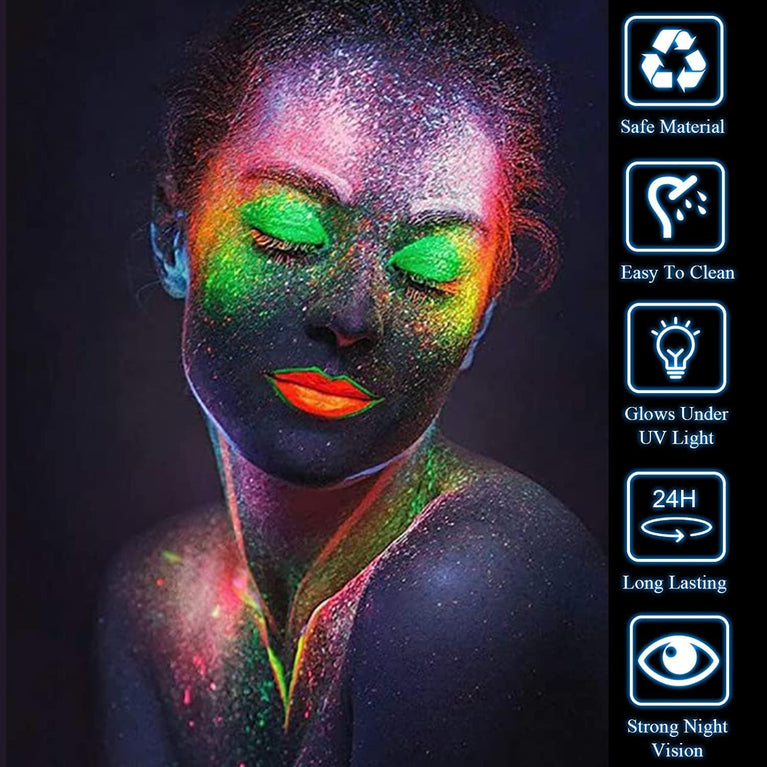 Proamate UV Glow Neon Body and Face Art Paint Kit - Perfect for Parties, Halloween, Carnivals, and Festivals (10ml)