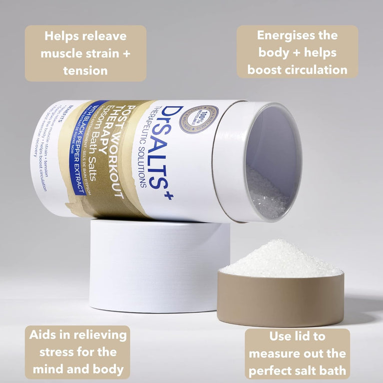 Post-Workout Muscle Recovery Epsom Bath Salts with Black Pepper & Essential Oils 750g