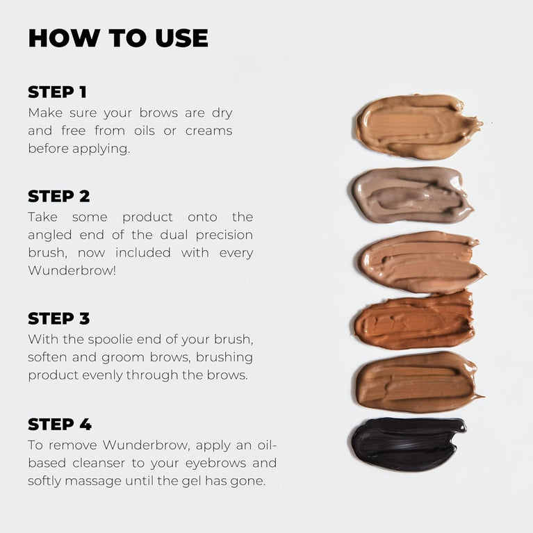 WUNDERBROW Long-Lasting Eyebrow Gel in Brunette, Vegan, Cruelty-Free and Waterproof Formula
