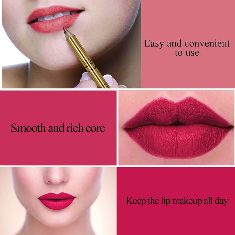 CCbeauty Matte Lip Liner Pencil Set - 8 Vibrant Colors with Sharpener, Waterproof, Long-Lasting and Non-Sticky Lipstick Liner