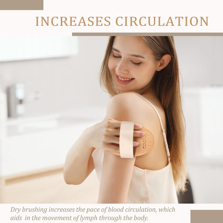 SURDOCA Dry Brushing Body Brush with Natural Beech Wood and Boar Bristles