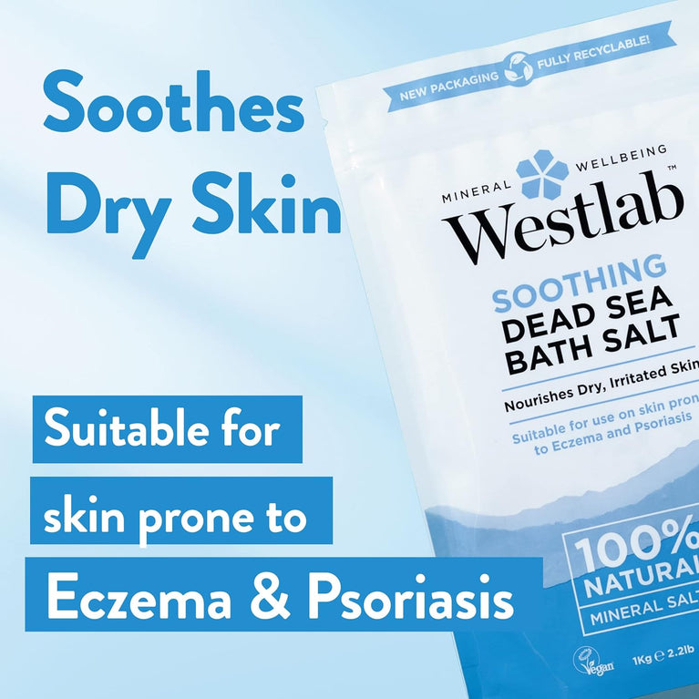 Westlab Pure Mineral Bathing Dead Sea Salt, 1kg - Soothing and Nourishing Mineral Bath Salt