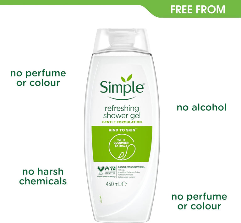 Gentle Refreshing Shower Gel with Cucumber Extract - 6x 450 ml