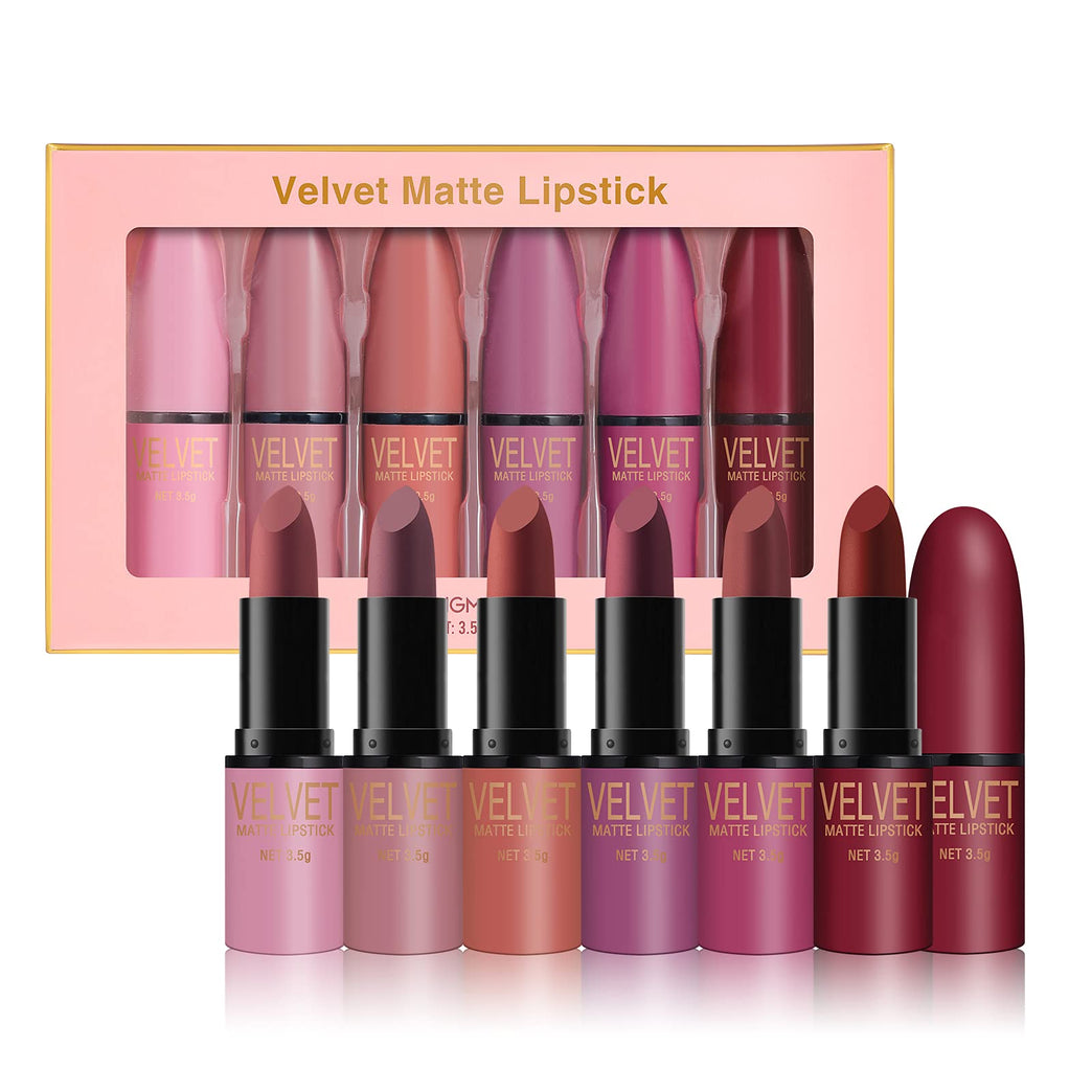 Petansy Velvet Matte Lipstick Kit: 6-Color Long-Lasting Waterproof Set with Sophisticated Finish in Gift Box