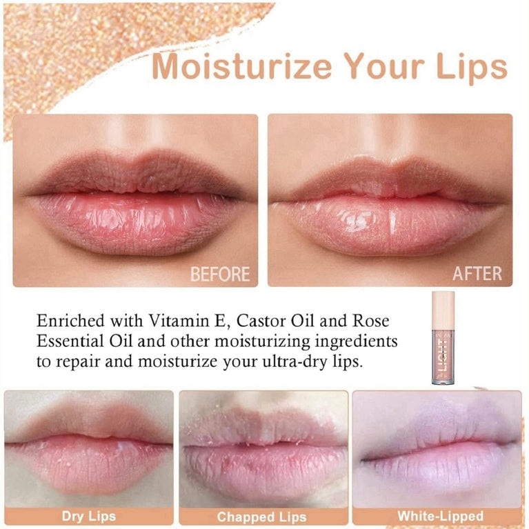 Long-Lasting Lip Stain & Plumping Gloss with Hydrating Formula, Tinted Balm for Smooth, Full, Lustrous Lips - Nude & Pink Tones (#803)