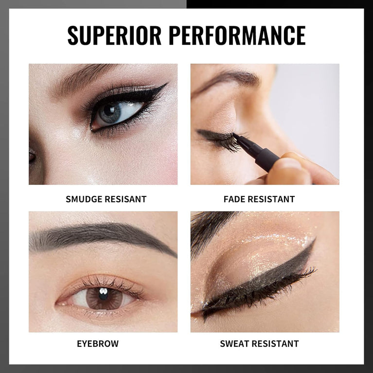 Erinde 12-Piece Black Eyeliner & Eyeshadow Pencil Set - Waterproof, Matte, Soft, Hypoallergenic, Easy-to-Apply Eye Makeup, Suitable for Sensitive Skin