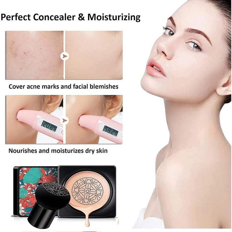 AONAT Air Cushion BB Cream with Mushroom Sponge Head: Concealing, Hydrating, and Oil-Controlling Foundation for a Naturally Flawless Look