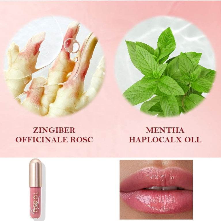 Hydrating Lip Plumper and Tinted Balm with Long-Lasting Lip Stain and Gloss, Enhanced with Ginger for Nourished, Soft and Full Lips - Waterproof and Durable (#02)