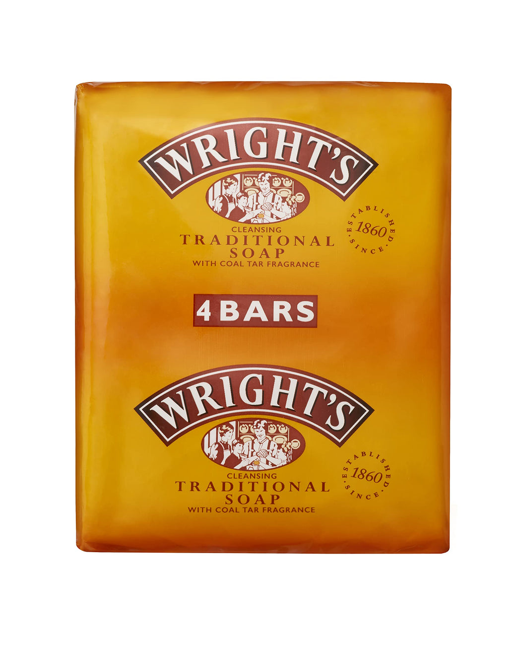 Wrights Traditional Coal Tar Fragrance Soap 125g (Pack of 4)