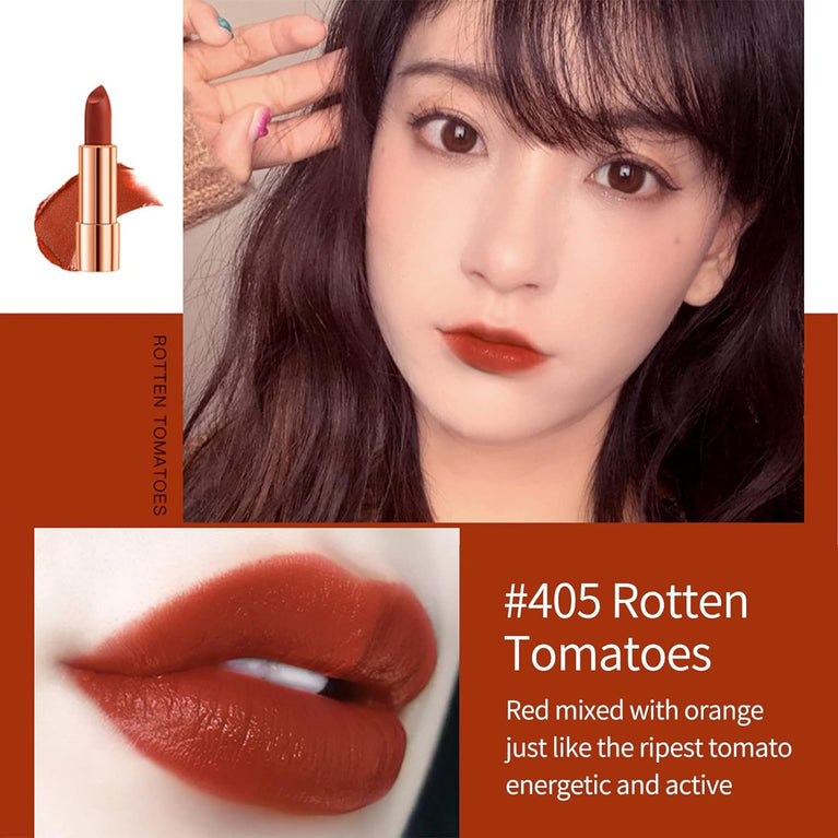 Long-Lasting Velvet Matte Lipstick Trio with Silver Chain Bag Packaging - Waterproof, Non-Stick and Retractable - 3 Popular Shades, 3.5g Each
