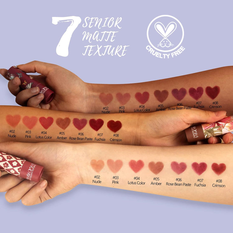Handaiyan Matte Brown Lipstick - Waterproof, Highly Pigmented, Eco-Friendly Tube Design (Shade 05#Brown)