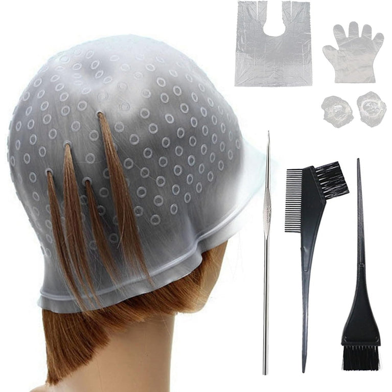 Silicone Highlight Cap Kit with Tools for Hair Dyeing (7Pcs)
