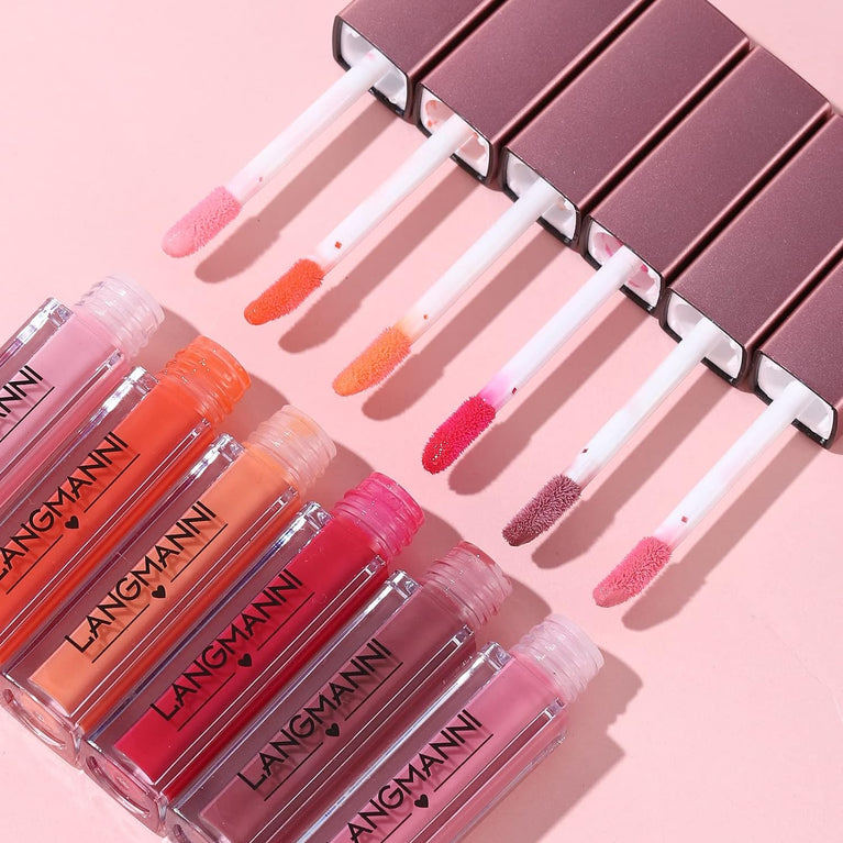 LANGMANNI 12-Color Lip Gloss Makeup Set: Shiny, Smooth & Long-Lasting Lip Stains for Women and Girls