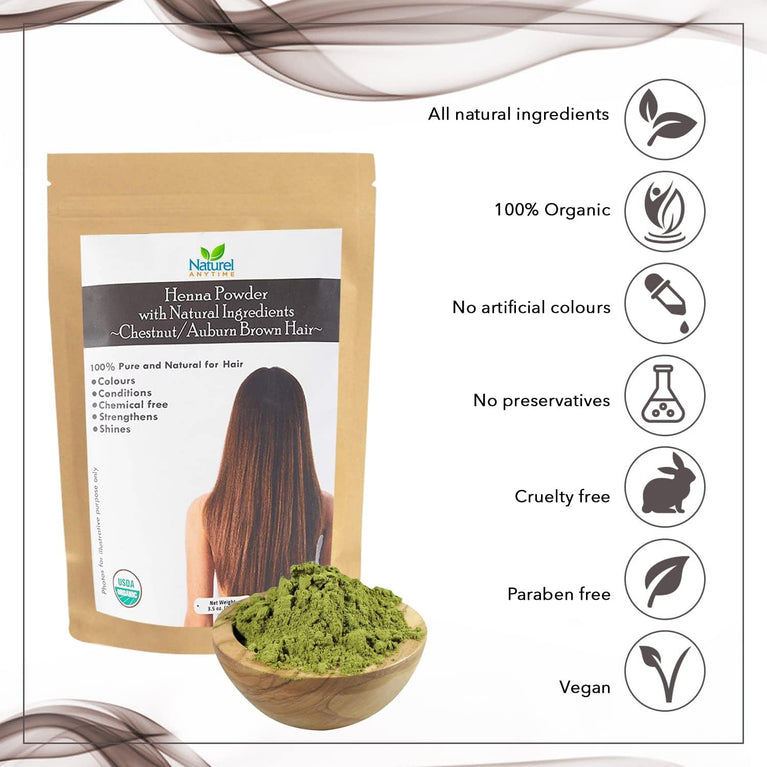 Naturel Anytime Henna Chestnut with Hibiscus | 100gm | check full listing | USDA organic