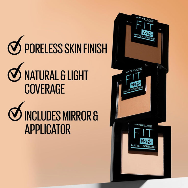 Maybelline 12-Hour Shine Control Translucent Powder, Fit Me Matte and Poreless, 9g