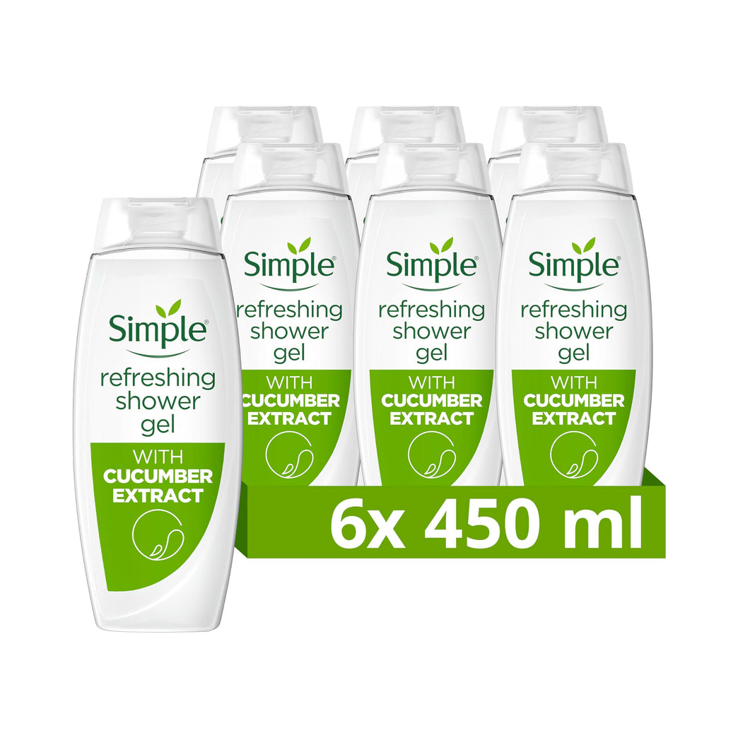 Gentle Refreshing Shower Gel with Cucumber Extract - 6x 450 ml