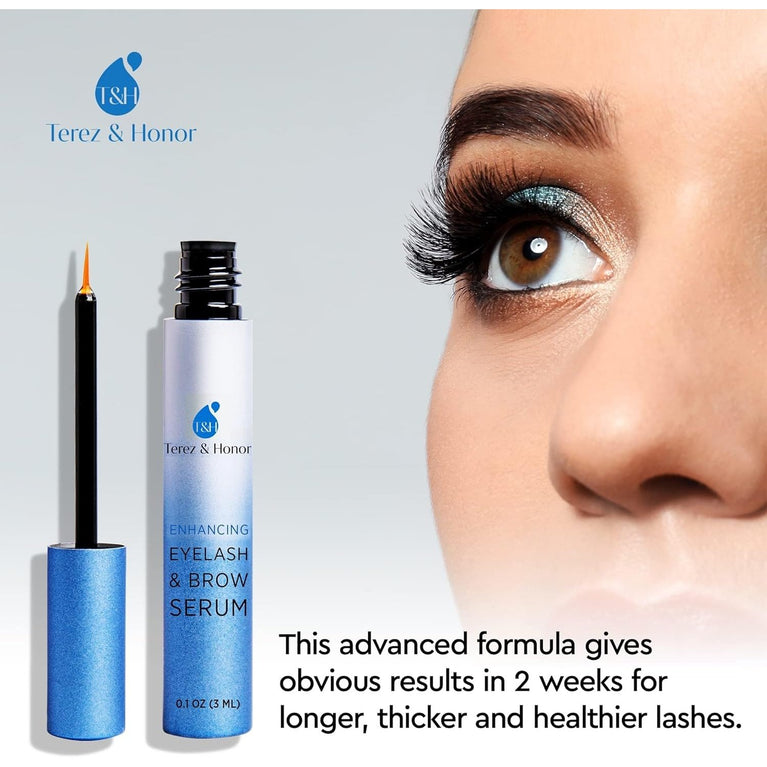 Terez & Honor Extra Volume Eyelash and Eyebrow Growth Serum for Fuller, Thicker, and Longer Lashes and Brows, 3ml