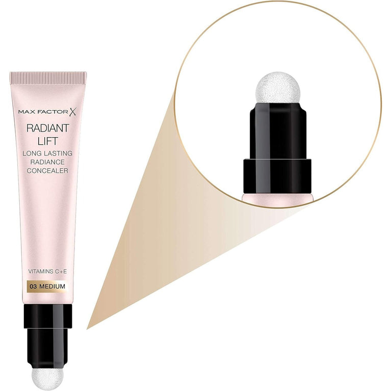 Max Factor Rejuvenating Lift Concealer with Anti-Aging Vitamins C & E for Bright and Hydrated Skin, Medium Shade, 7ml
