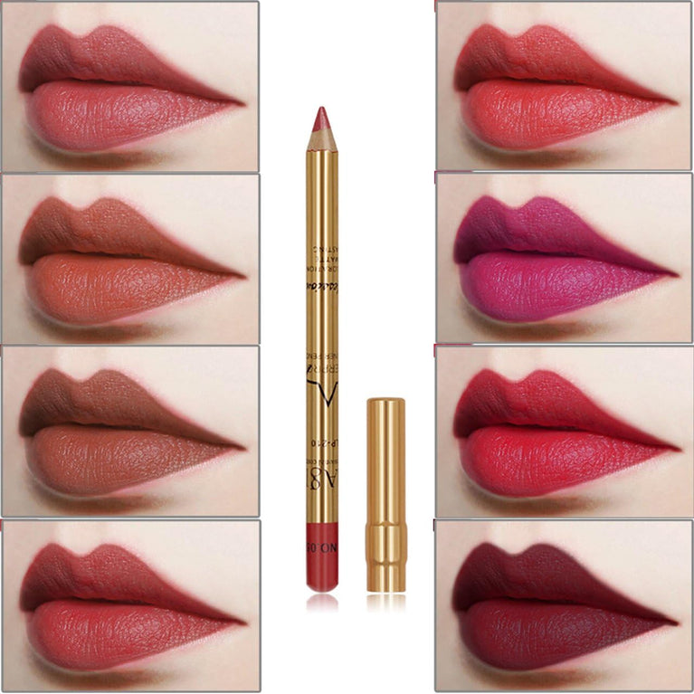 CCbeauty Matte Lip Liner Pencil Set - 8 Vibrant Colors with Sharpener, Waterproof, Long-Lasting and Non-Sticky Lipstick Liner