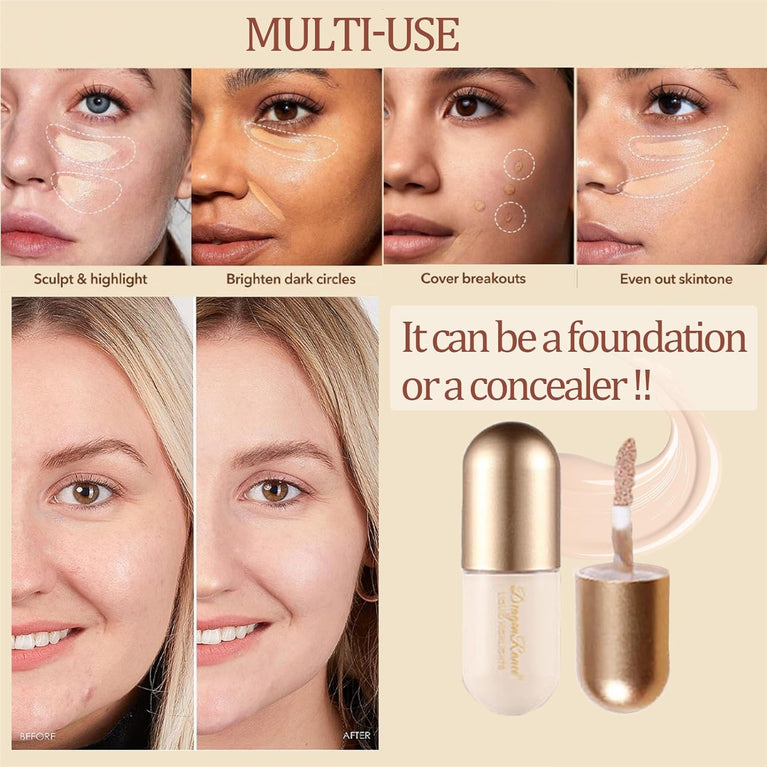 Radiant Beauty Trio: Long-Lasting Liquid Contour, Natural Glow Highlighter, and Brightening Concealer Set
