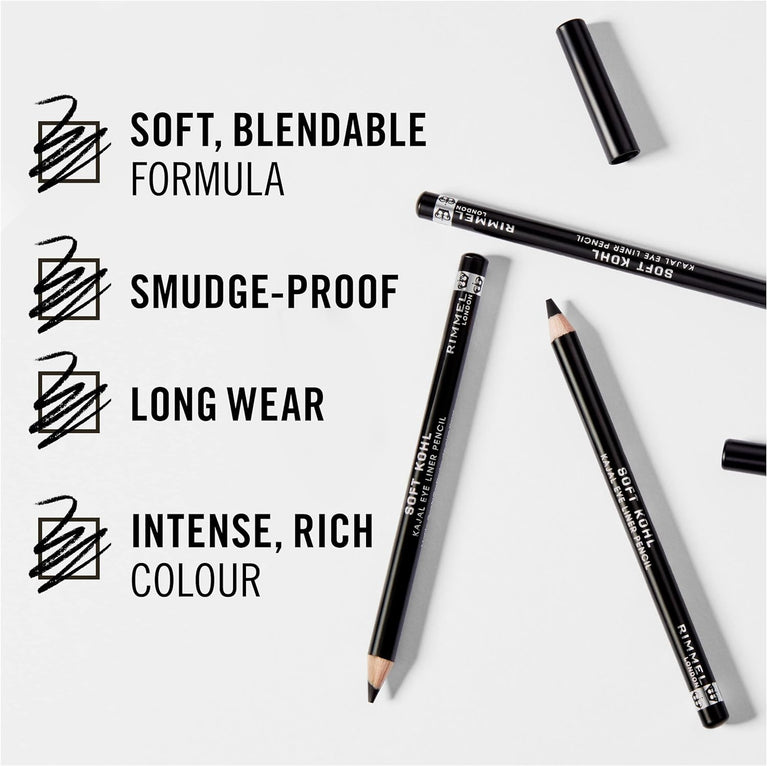 Rimmel London Pure White Khol Eyeliner, 1.2g - Soft, Blendable, and Long-lasting