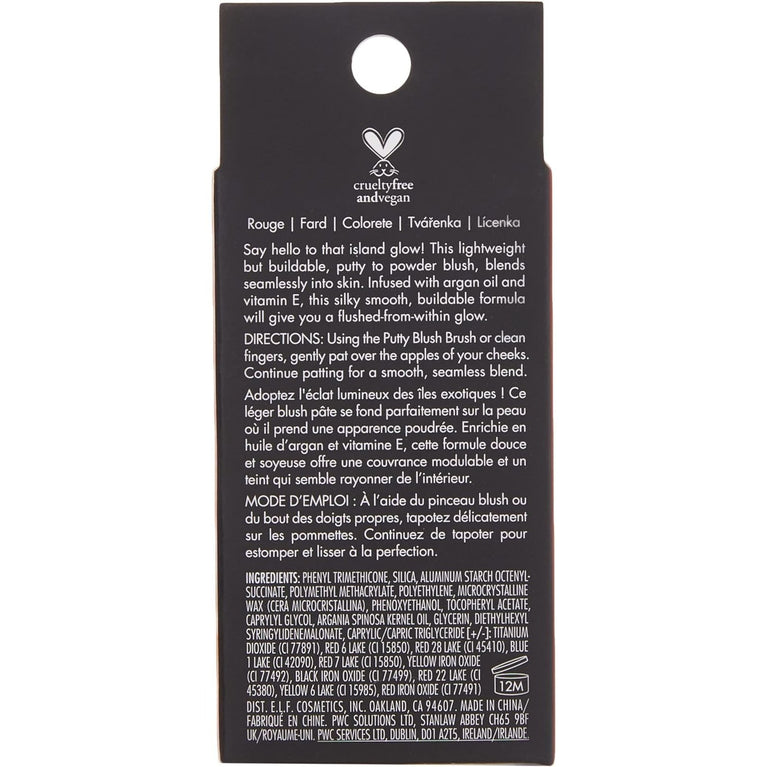 e.l.f. Bali Putty Blush with Argan Oil & Vitamin E, Cream-to-Powder, Ultra-Pigmented, 0.35 Oz (10g)