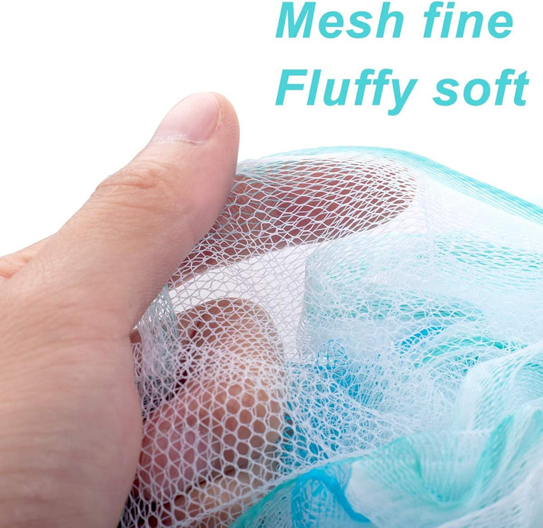 Aquior Bath Sponge Shower Loofahs Balls 60g/PCS Extra Large Mesh Pouf Easy Foaming Body Scrubber Exfoliator for Big Full Lather Cleanse(4 Pack)
