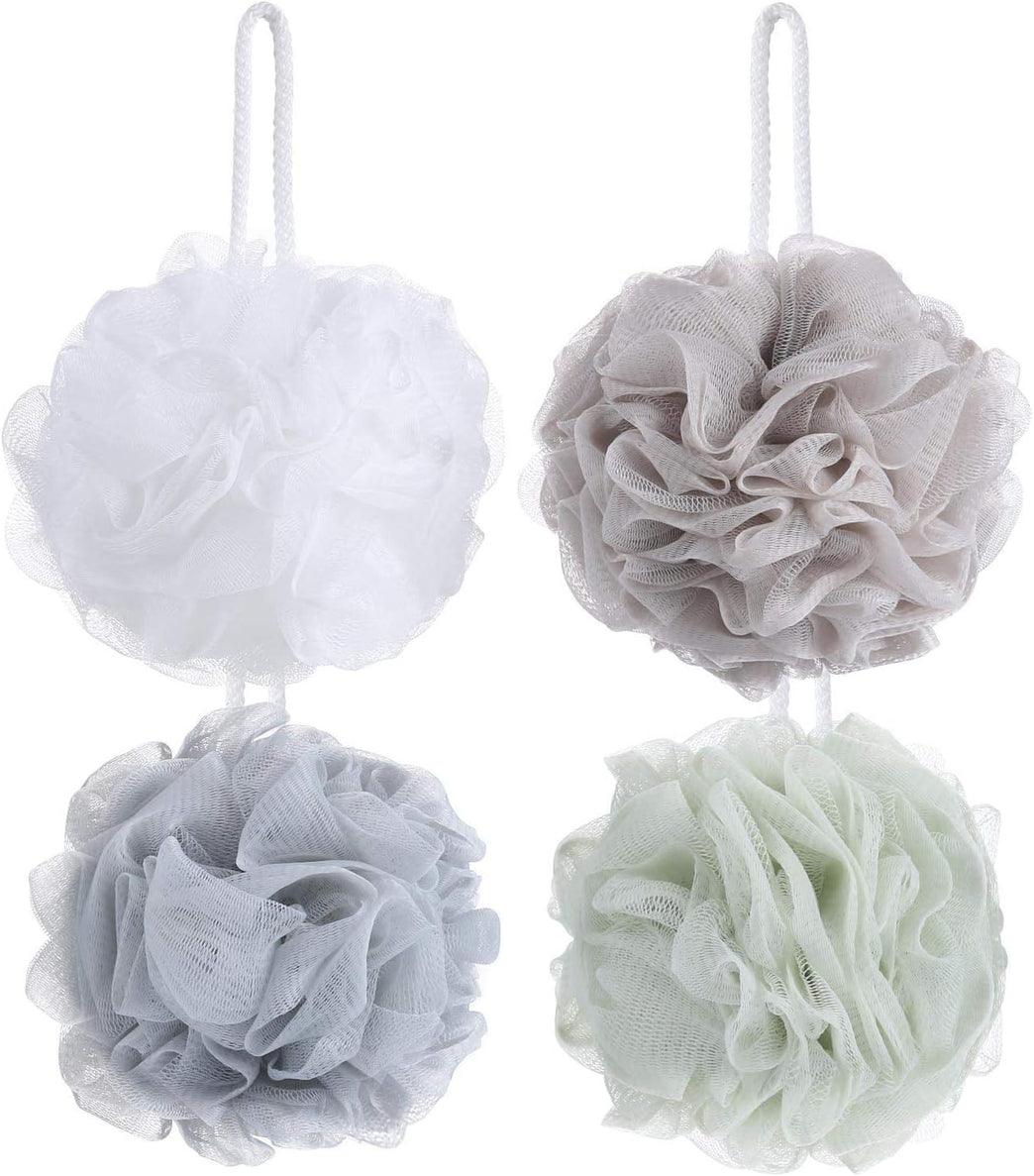 Tbestmax 4 Pack Mesh Pouf Bath Sponge - Gentle Exfoliating Shower Balls