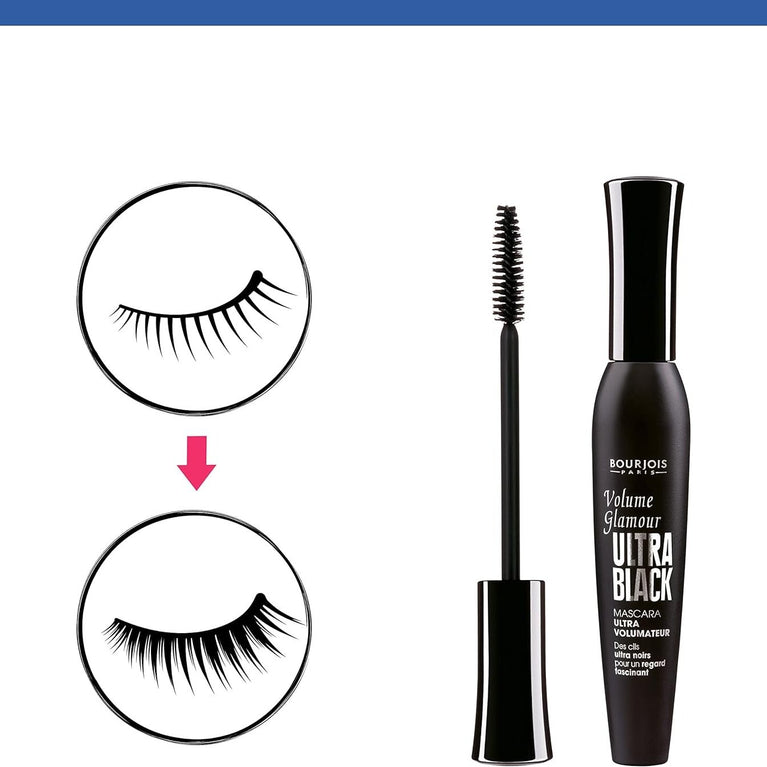 Bourjois Ultra Black Glamour Volume-Boosting Mascara 61, 12ml - For Lengthened and Defined Lashes