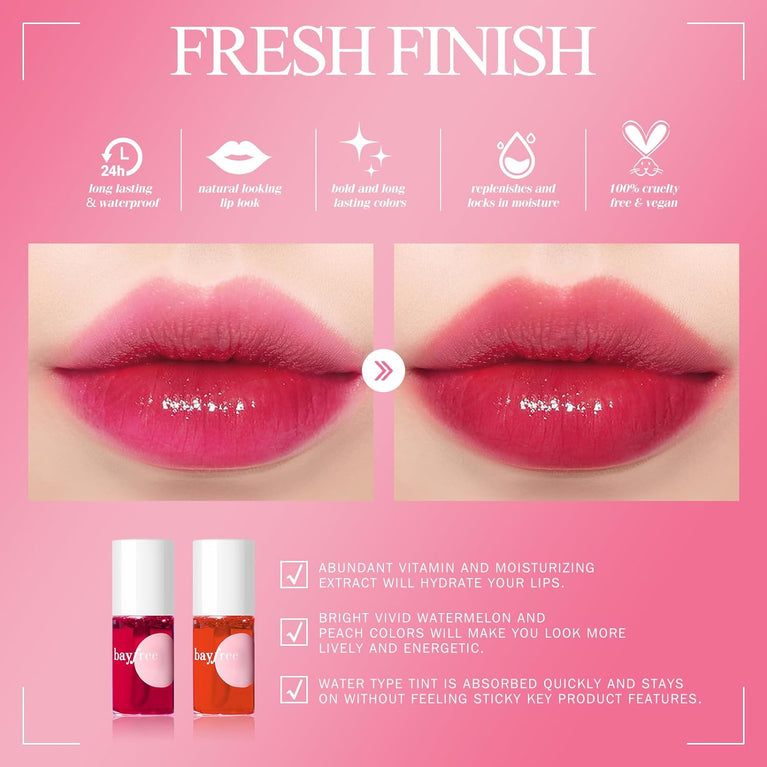 Bayfree All-Day Wear Lip Tint Kit - Waterproof, Non-Sticky Lip Stain with Matte Finish and Nourishing Ingredients (Juicy)