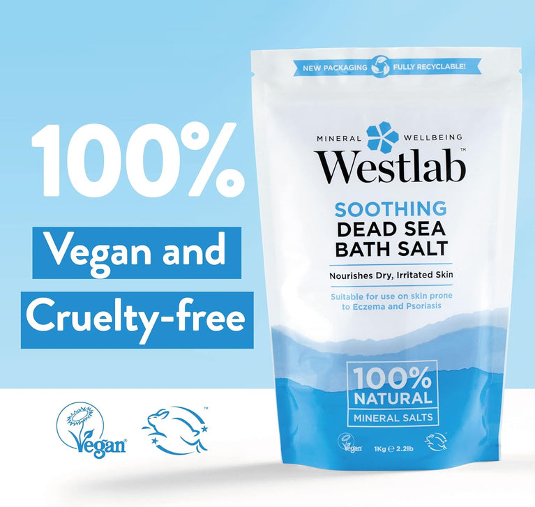 Westlab Pure Mineral Bathing Dead Sea Salt, 1kg - Soothing and Nourishing Mineral Bath Salt