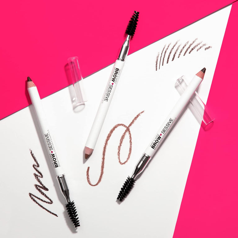 Wet 'n' Wild Brow-Sessive Medium Brown Eyebrow Pencil, Dual-Functional with Spoolie Brush, for Natural, Buildable Eyebrow Definition