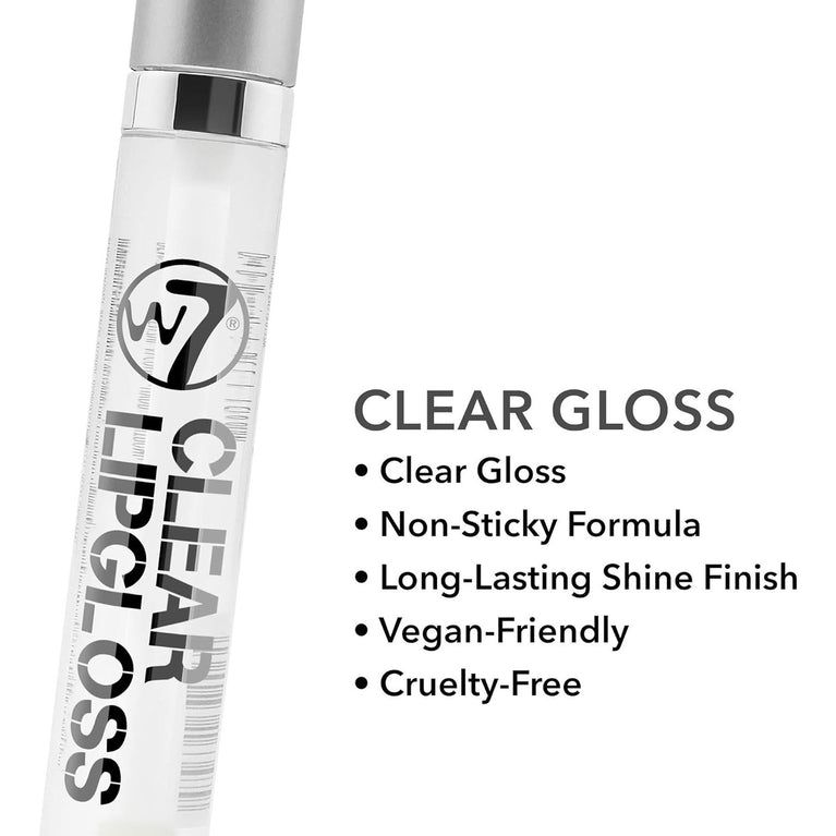 W7 Smooth & Nourishing Lip Gloss Wand - High-Shine Clear Gloss - Long-Lasting, Non-Sticky Finish