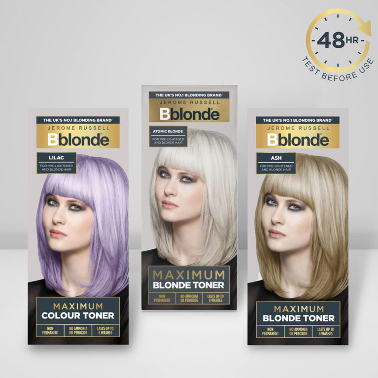 Jerome Russell Bblonde Ash Maximum Blonde Toner – Non-Permanent Hair Toner for Pre-Lightened & Blonde Hair Colour, Ash Hair Dye with No Ammonia or Peroxide, Lasts 8 Washes, 75ml