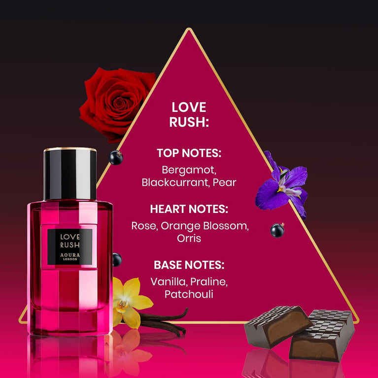 Aoura London Love Rush Eau De Parfum - Fruity and Vanilla Fragrance for Women 100ml