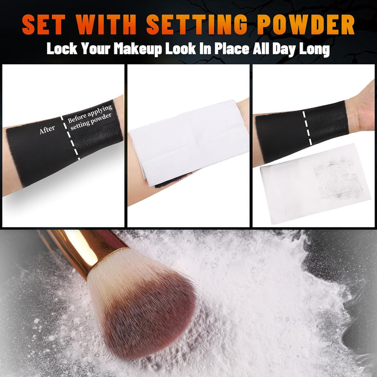 BOBISUKA Professional Halloween SFX Cosplay Makeup Kit - Non-Toxic Black & White Face and Body Paint, Full Coverage Long-Lasting FX Makeup for Themed Party and Stage Effects