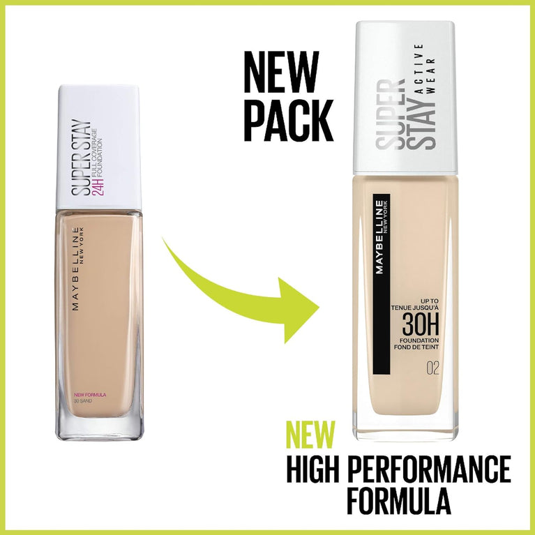Maybelline New York 30 Hour Superstay Liquid Foundation in True Ivory - 30ml, Long-Lasting, Oil-Free and Dermatologist Tested