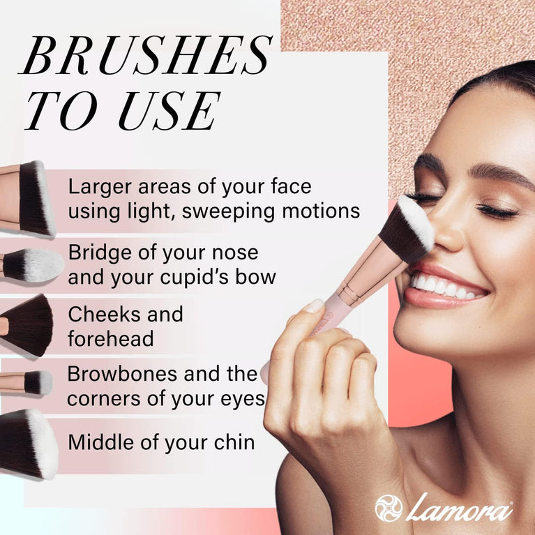 Vegan Glow - Hypoallergenic 4-Shade Shimmer Bronzer and Highlighter Palette with Mirror