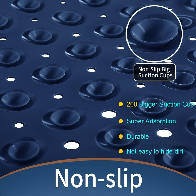 Yimobra Navy Blue Shower Mat with Extra Long Non-Slip Surface and Drain Holes